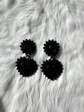 Load image into Gallery viewer, Black Two Tier Beaded Earrings
