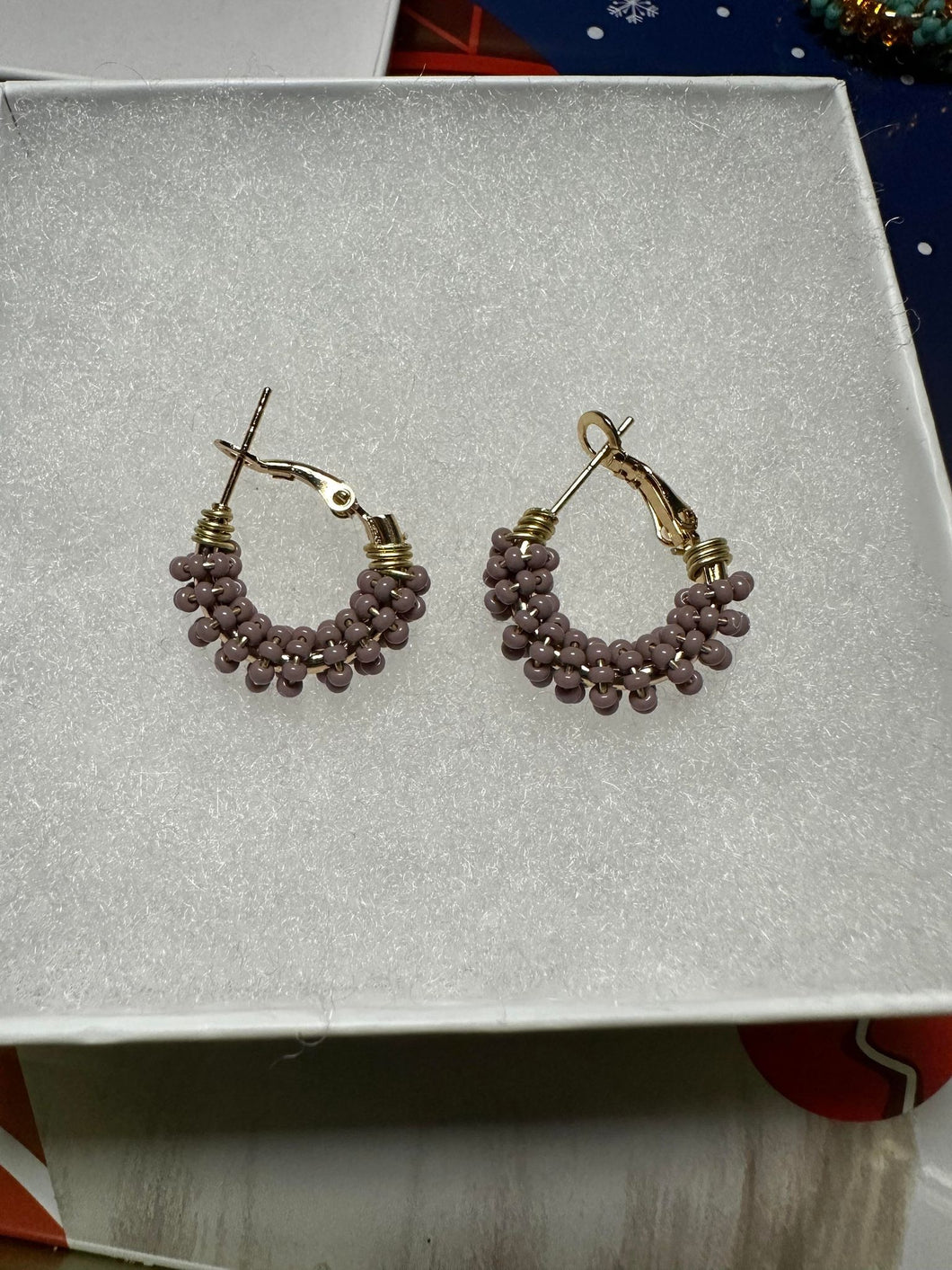 Small Wire Wrapped Beaded Earrings -18mm
