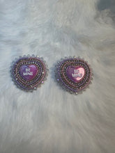 Load image into Gallery viewer, Be mine pink and purple earrings
