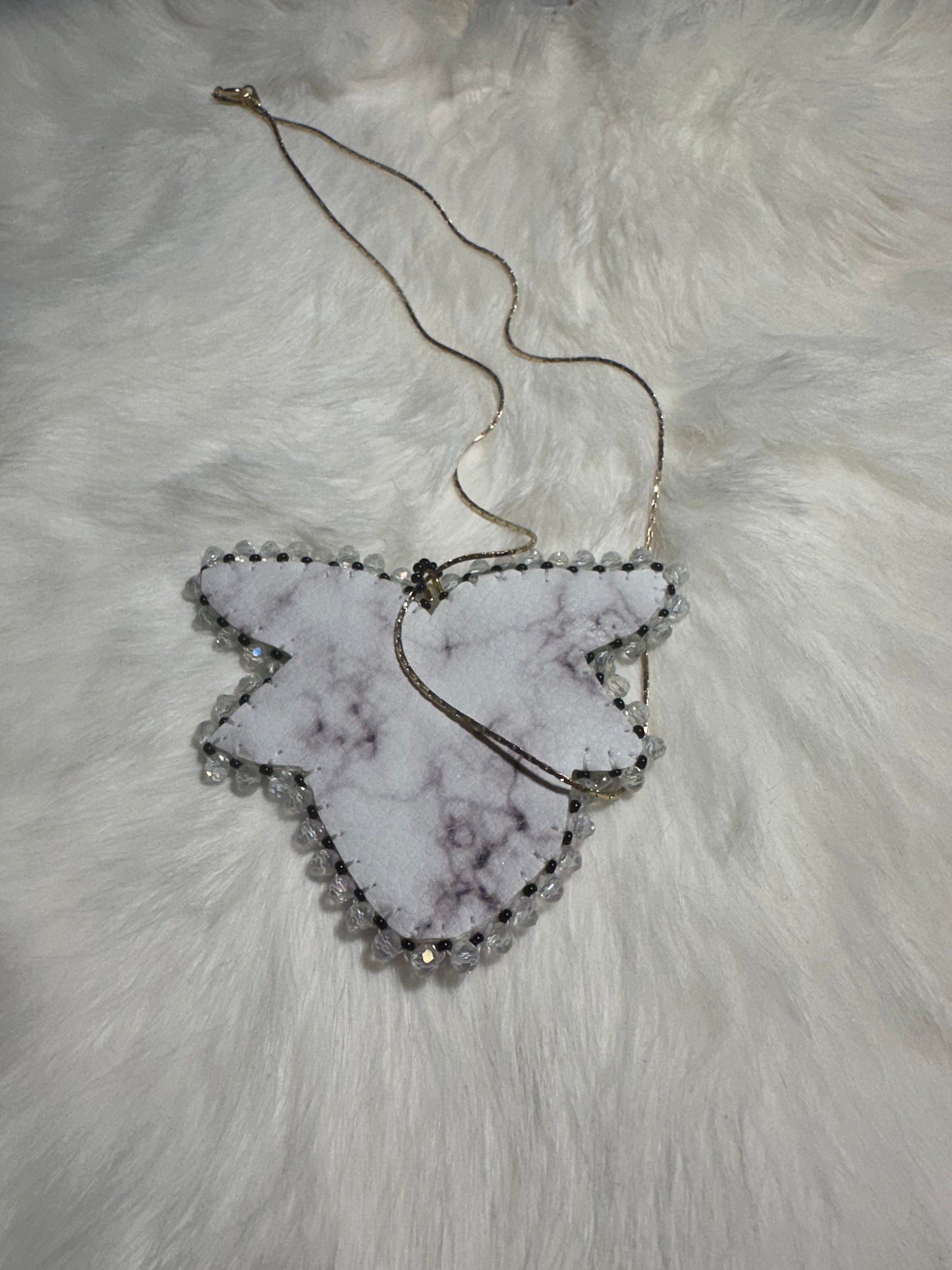 Beaded strawberry pendant with chain