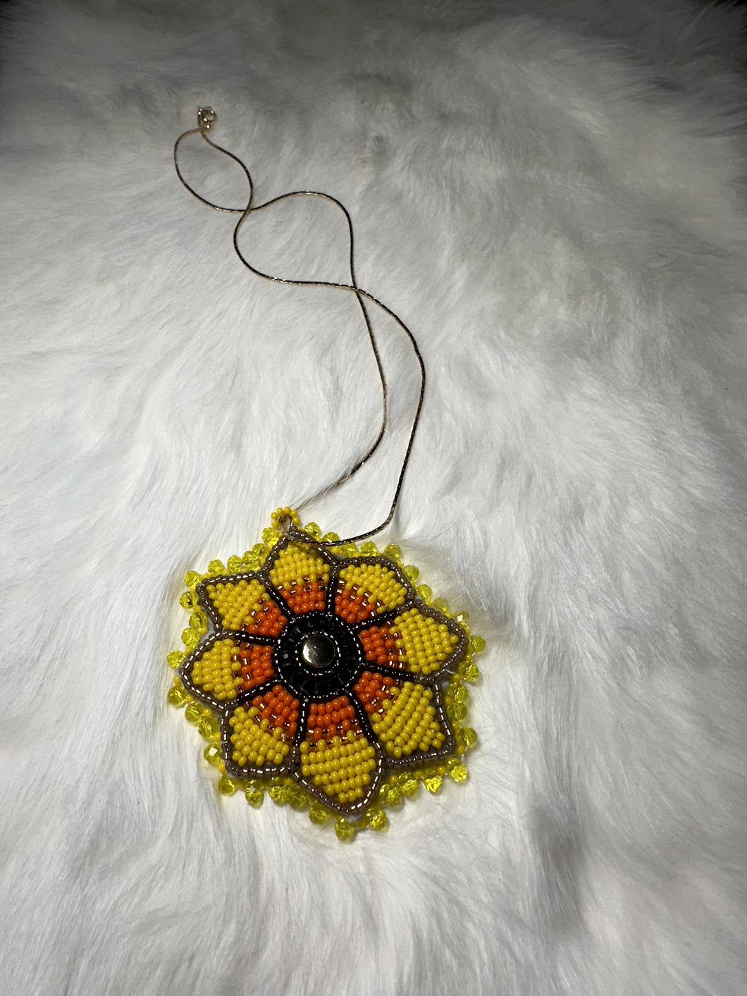 Smaller beaded sunflower pendants