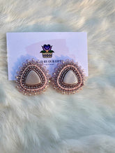 Load image into Gallery viewer, Sparkley Light-Pink Triangle Beaded Earrings

